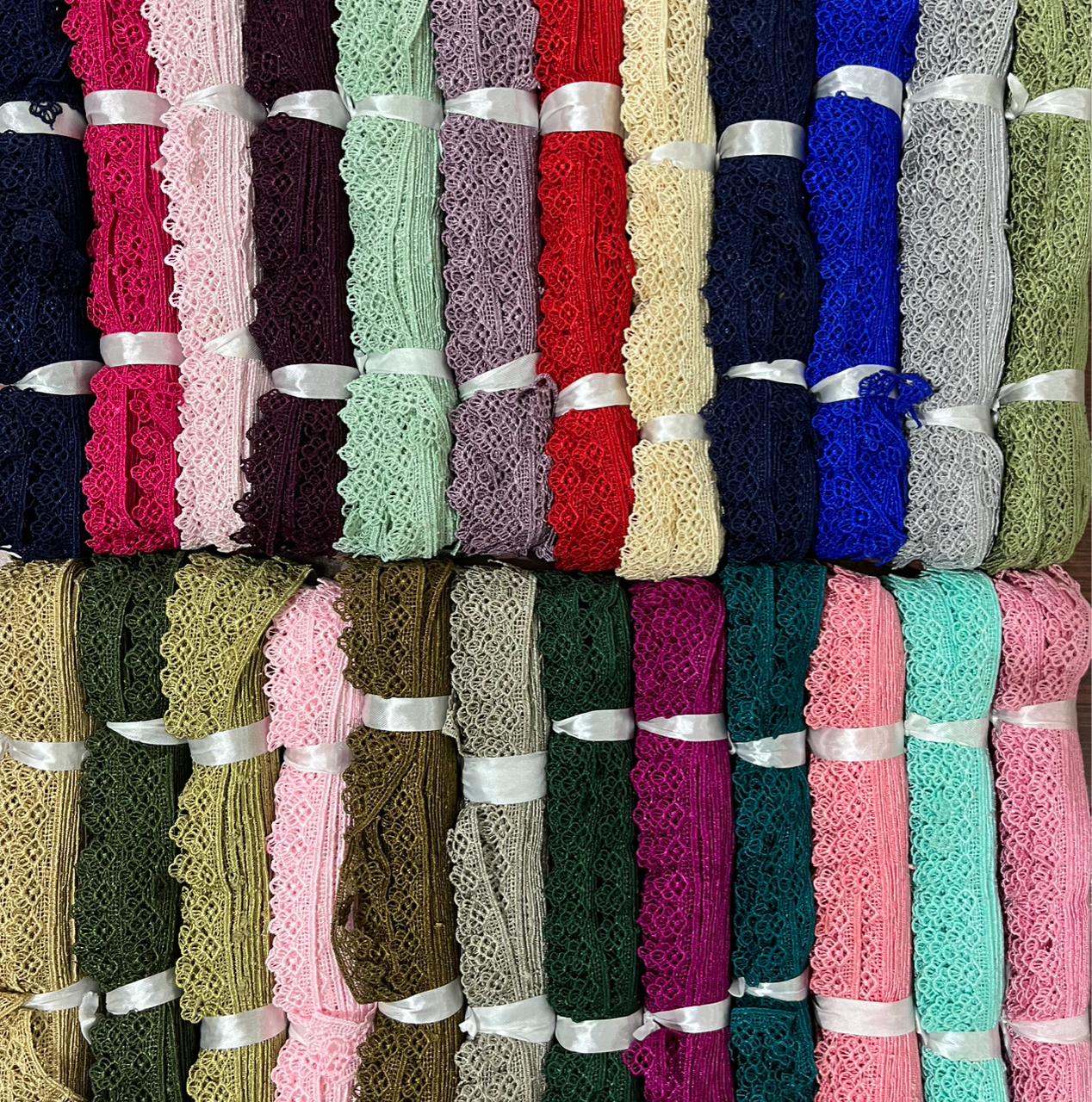 ₹5.25/mtr Trending GPO Lace Design by AV Creations ( Pack of 17 pcs/ 17 Colors)