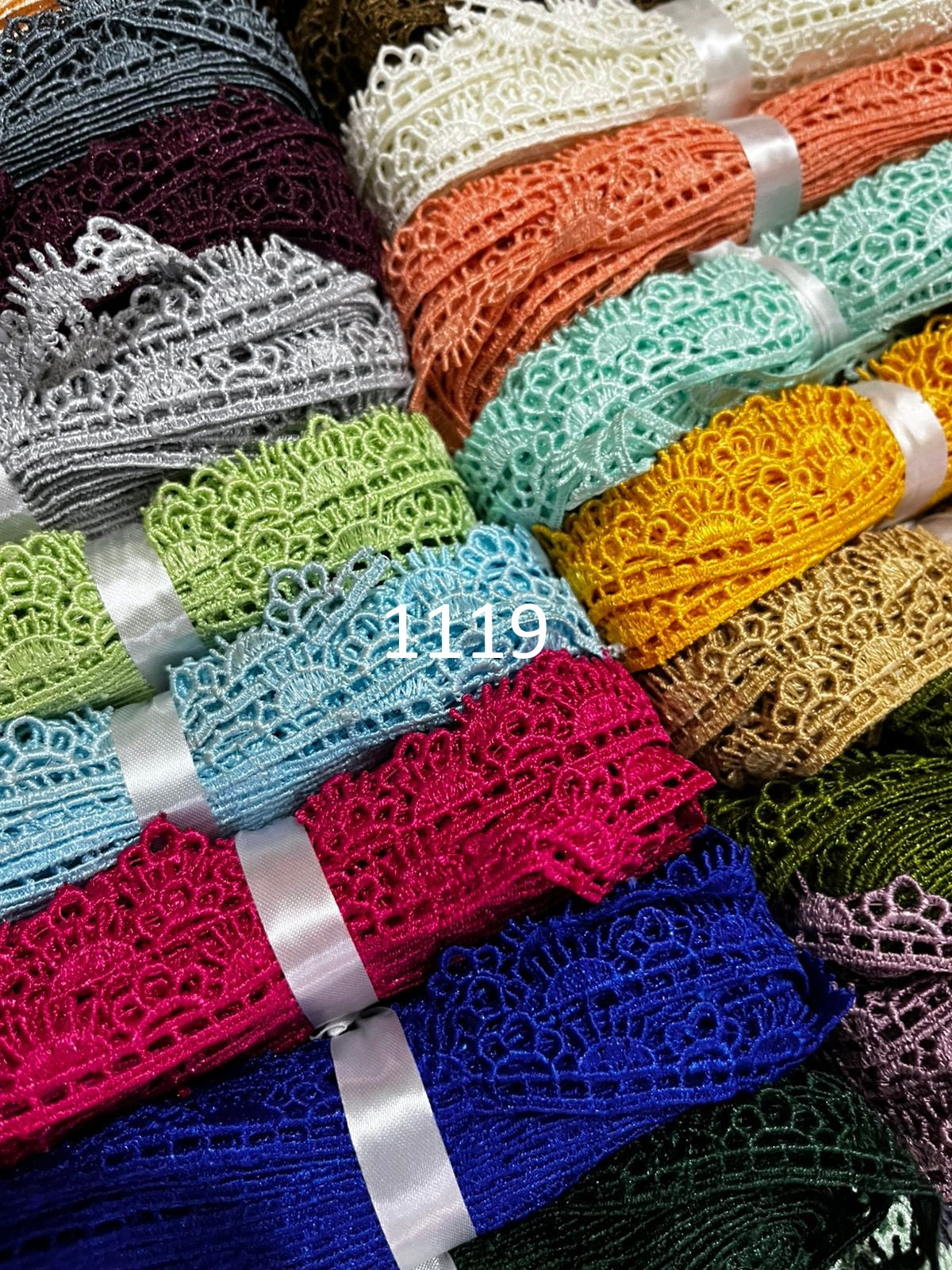 ₹5.25/mtr Designer Polester Lace For Ladies Suit (Pack of 38 Pcs/35 Shades)