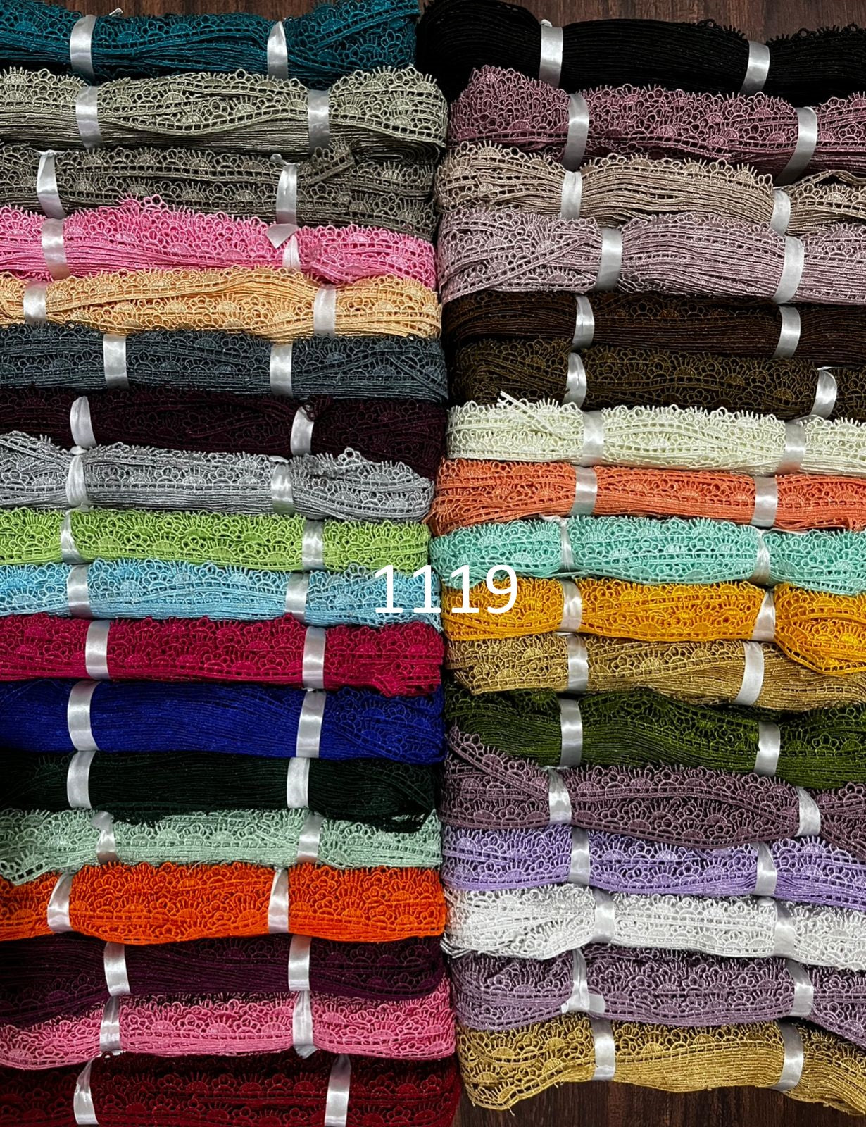 ₹5.25/mtr Designer Polester Lace For Ladies Suit (Pack of 38 Pcs/35 Shades)