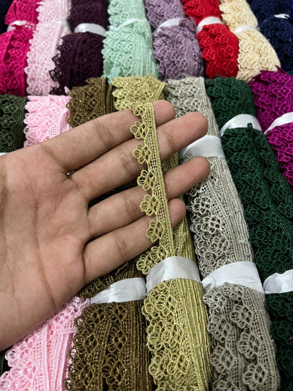 ₹5.25/mtr Trending GPO Lace Design by AV Creations ( Pack of 17 pcs/ 17 Colors)