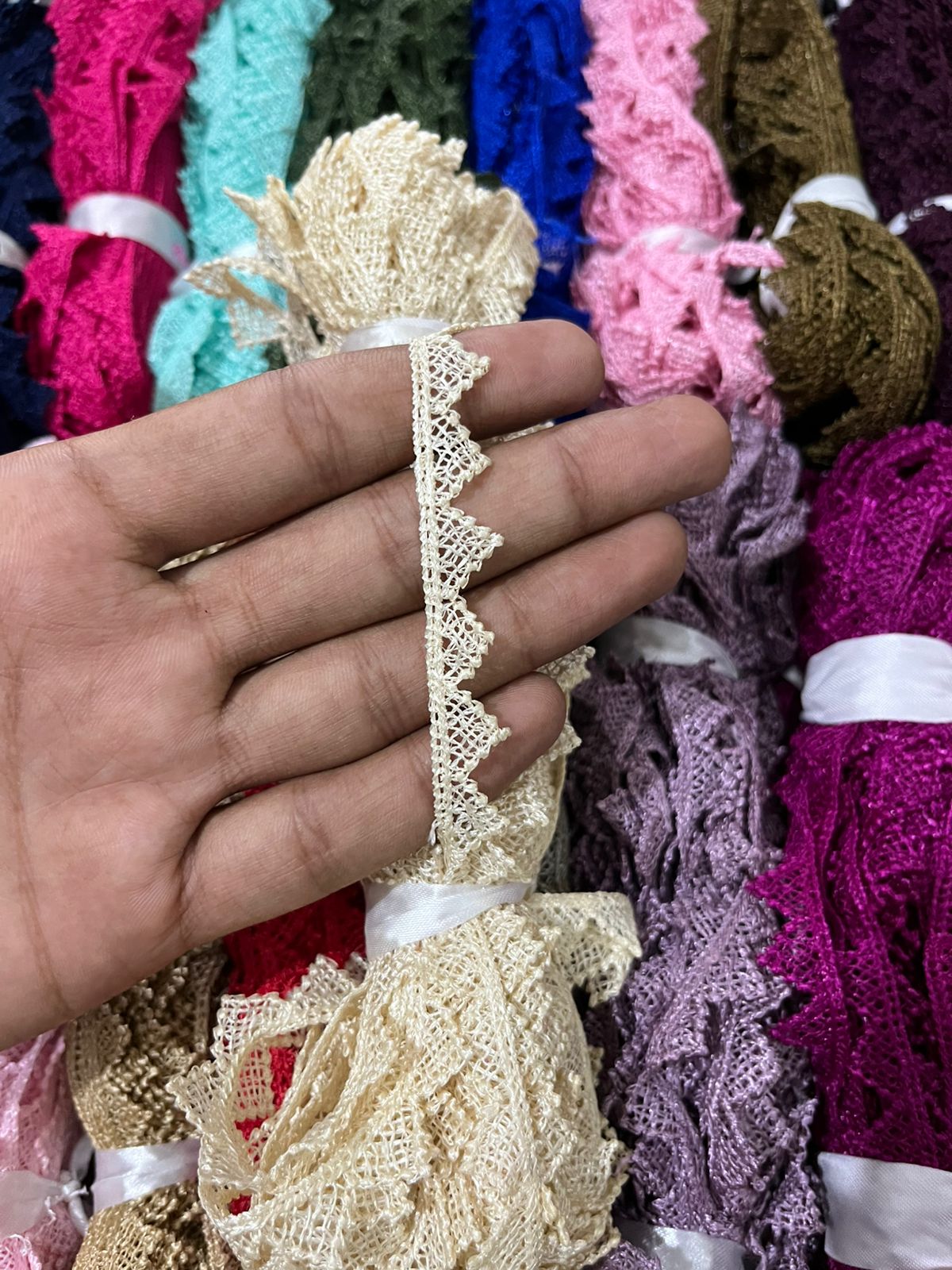 ₹3.6/mtr AV Creations Polyester Lace For Ladies Suit (Pack of 25 Pcs/25 Shades)